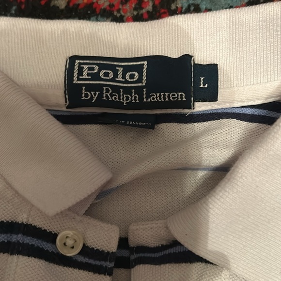 Ralph Lauren white and light/navy blue stripes Size Large - Picture 2 of 3